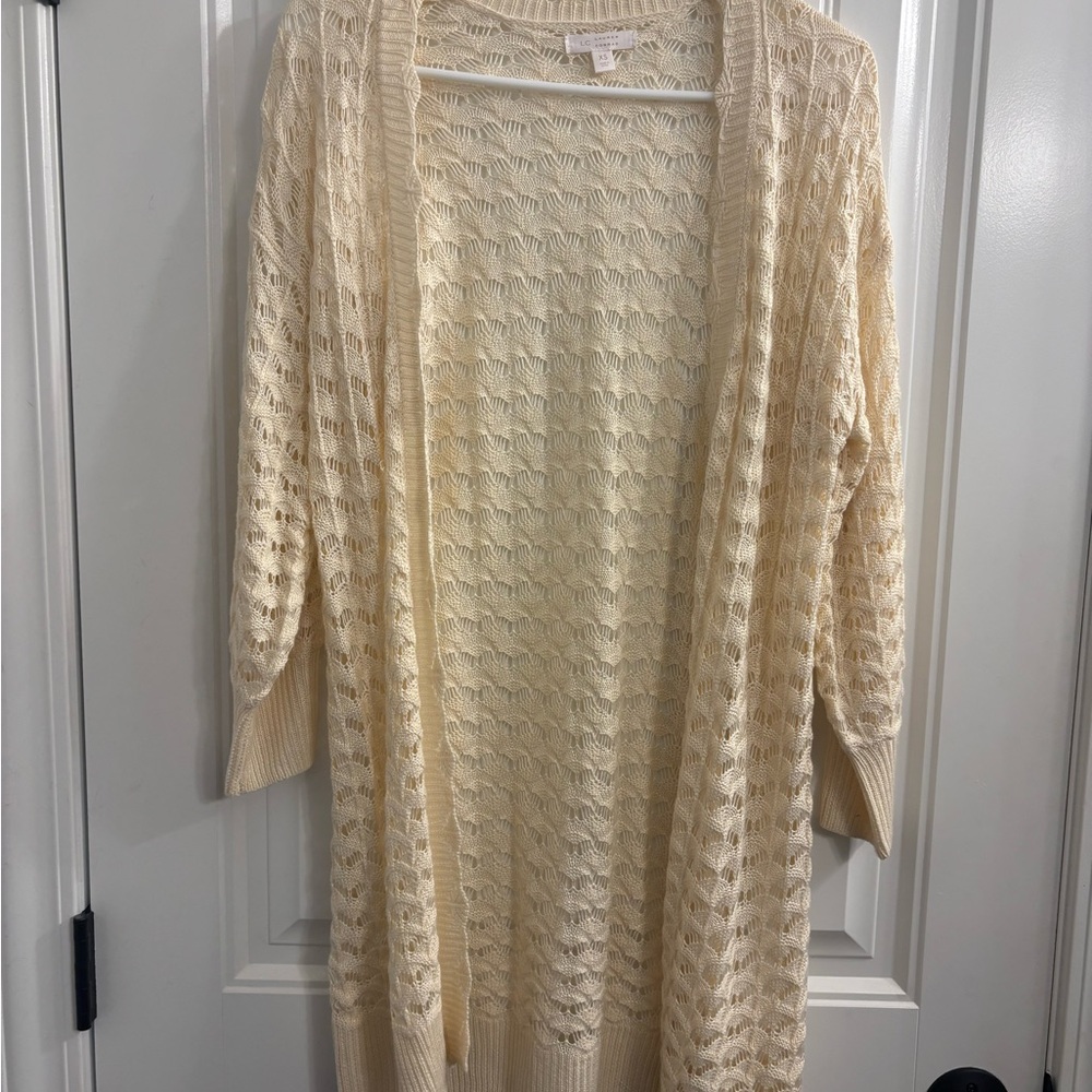 LC Lauren Conrad Cream Open-Knit Cardigan